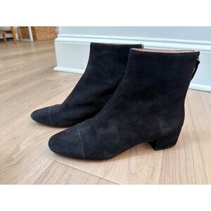 J.Crew Roxie Black Suede Cap-Toe Ankle Boots - Size 7.5 - Excellent Condition